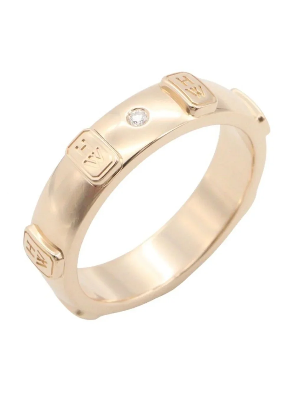 Harry Winston Ring HW Logo Band 18k Pink Gold Diamond